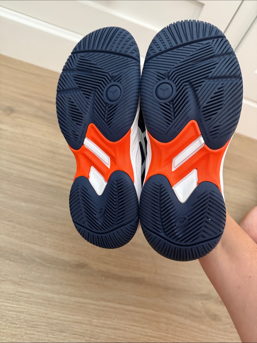 Asics Kids Navy and White Court Sneakers with Orange Accent - Picture 5 of 6